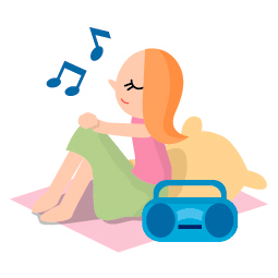 illustration of girl listening music